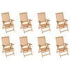 vidaXL Sillas de jard&iacute;n reclinables con cojines 8 uds teca maciza