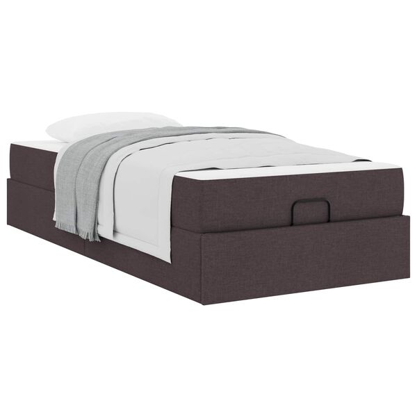 vidaXL Estructura de cama con colch&oacute;n con colch&oacute;n 2 pcs Canela tela