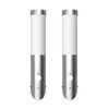 vidaXL 2 Apliques de exterior con detector de movimiento, acero inoxidable