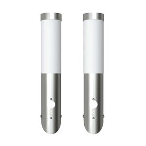 vidaXL 2 Apliques de exterior con detector de movimiento, acero inoxidable