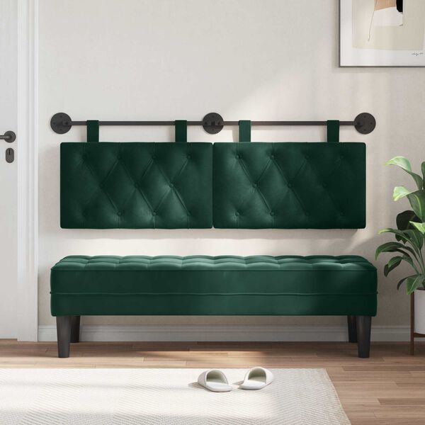 vidaXL Cabecera Colgante Verde oscuro 150 x 55 x 7 cm Terciopelo