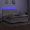 vidaXL Cama box spring colch&oacute;n y luces LED tela crema 180x200 cm