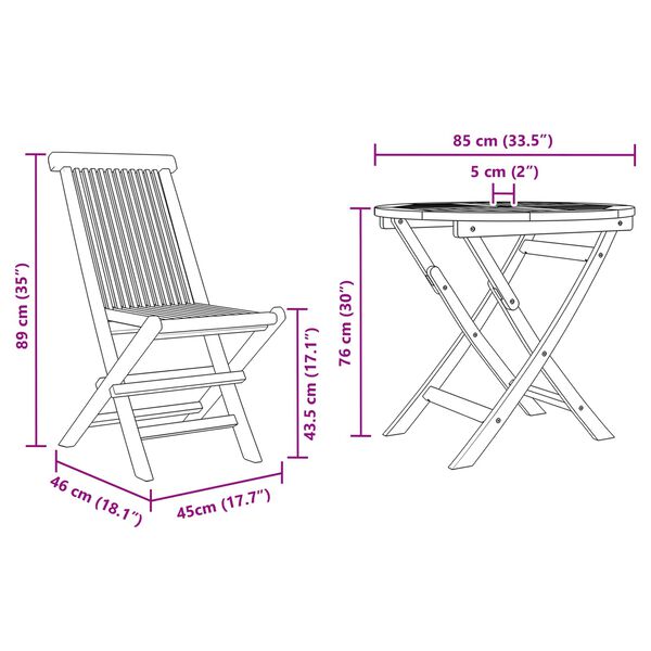 vidaXL Conjunto de Comedor de Jard&iacute;n 3 pcs Marr&oacute;n
