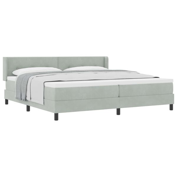 vidaXL Cama tipo Box Spring Gris Claro 200 x 200 cm Terciopelo