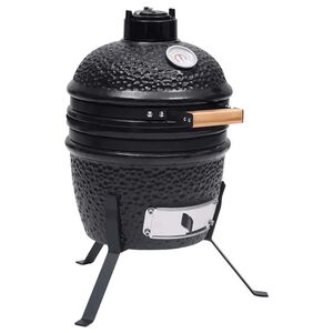 vidaXL Barbacoa 2 en 1 ahumadora Kamado de cer&aacute;mica negro 56 cm