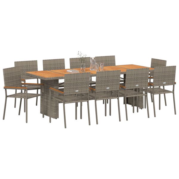 vidaXL Conjunto de Comedor de Jard&iacute;n 11 pcs Gris Polirat&aacute;n