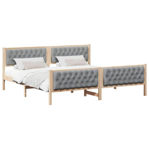 vidaXL Estructura de cama con cabecera Gris Claro 200 x 200 cm