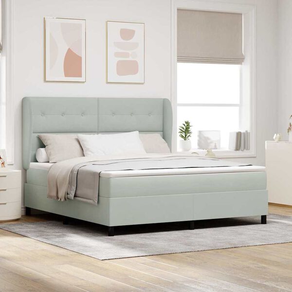 vidaXL Cama tipo Box Spring Gris Claro 200 x 180 cm Poli&eacute;ster