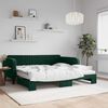 vidaXL Sof&aacute; cama nido con colch&oacute;n terciopelo verde oscuro 100x200 cm