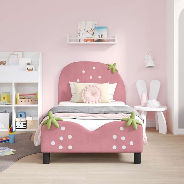 vidaXL Cama para niños con cabecero Rosa 80 x 160 cm Terciopelo