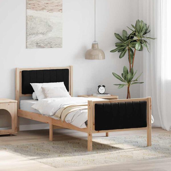 vidaXL Estructura de cama con cabecera Marr&oacute;n y negro 80 x 200 cm