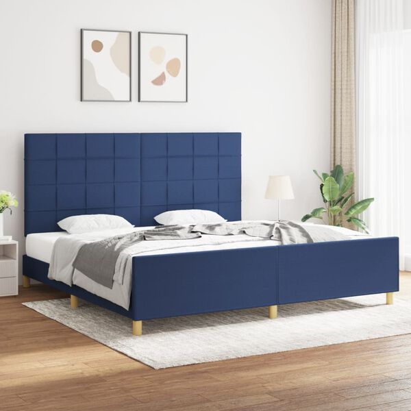 vidaXL Cama sin colch&oacute;n tela azul 200x200 cm
