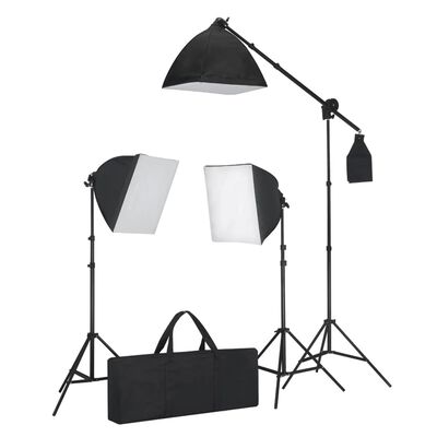 vidaXL Kit de estudio fotográfico con soporte, luces y fondos