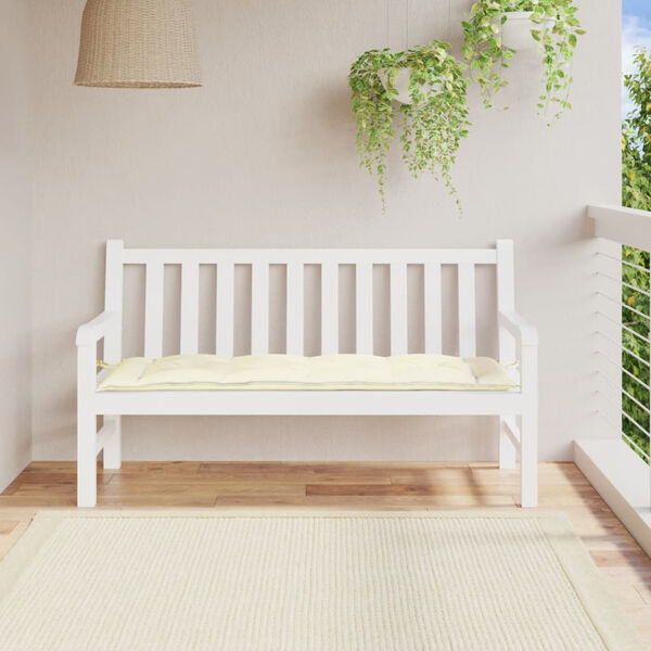 vidaXL Coj&iacute;n de banco de jard&iacute;n tela Oxford blanco crema 150x50x7 cm