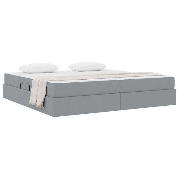 vidaXL Cama con almacenamiento y colch&oacute;n Gris Claro 200 x 200 cm