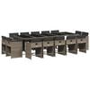 vidaXL Set comedor de jard&iacute;n con cojines 15 pzas rat&aacute;n sint&eacute;tico gris