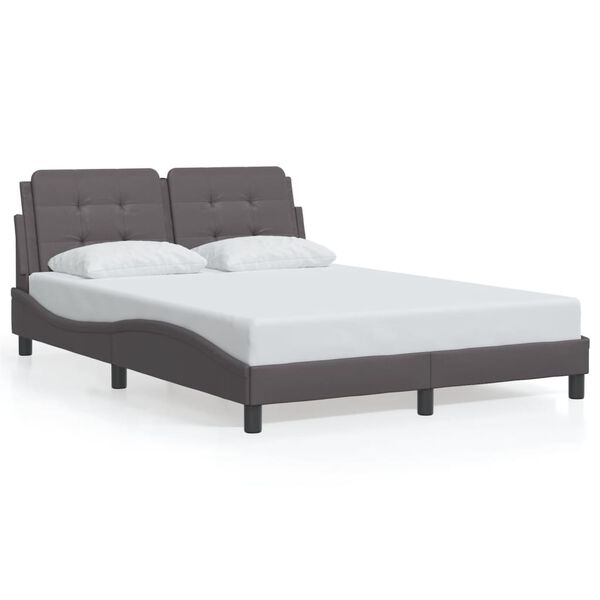vidaXL Estructura de cama sin colch&oacute;n Zadar cuero sint&eacute;tico gris 120x200 cm