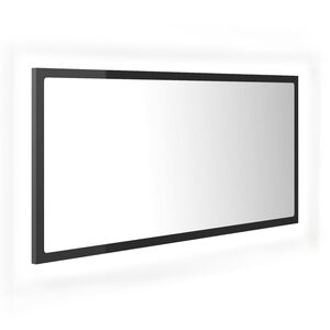 vidaXL Espejo de ba&ntilde;o LED acr&iacute;lico gris brillo 90x8,5x37 cm