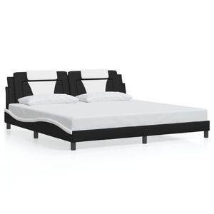 vidaXL Estructura de cama Viana sin colch&oacute;n cuero sint&eacute;tico negro blanco 200x200 cm