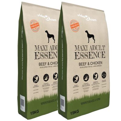 vidaXL Comida seca perros Maxi Adult Essence Beef&Chicken 2 uds 30 kg