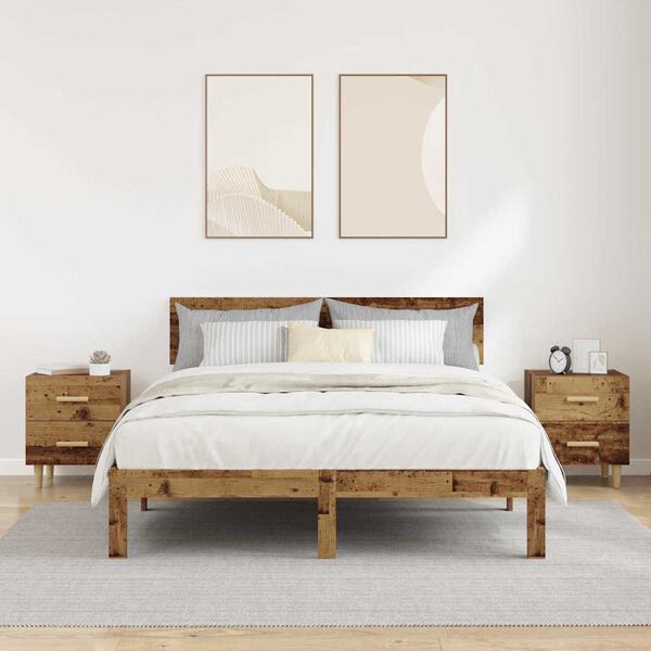 vidaXL Mueble cama con caj&oacute;n 2 pcs Madera vieja 40 x 35 x 47.5cm