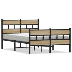 vidaXL Estructura de cama sin colch&oacute;n metal roble Sonoma 120x200 cm