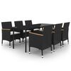 vidaXL Set comedor de jard&iacute;n 7 pzas y cojines rat&aacute;n sint&eacute;tico y vidrio