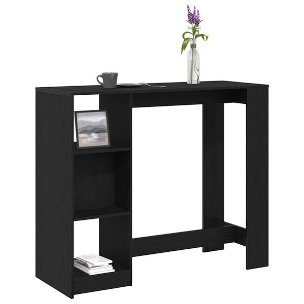 vidaXL Mesa de Bar con estante Roble Negro 124 x 46 x 103.5 cm