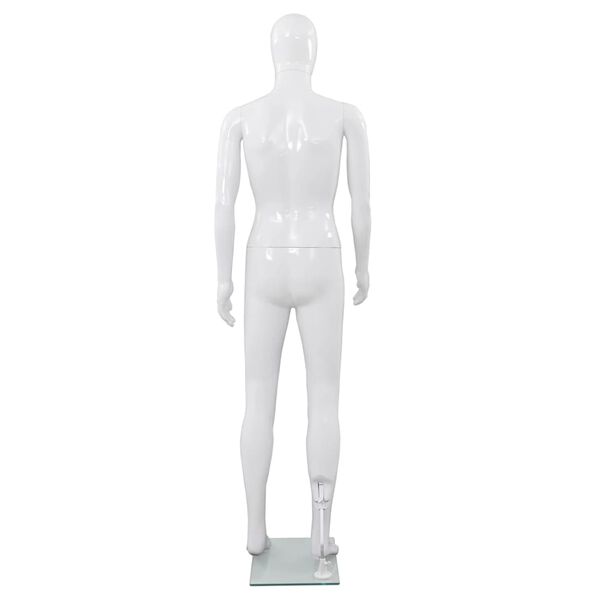 vidaXL Maniquí de hombre completo base vidrio blanco brillante 185 cm