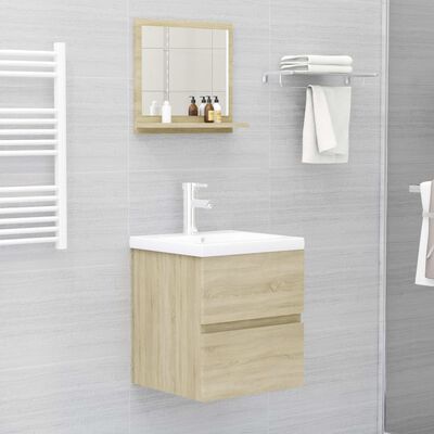 vidaXL Espejo de baño madera contrachapada color roble 40x10,5x37 cm