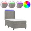 vidaXL Cama box spring colch&oacute;n y LED terciopelo gris claro 90x200 cm