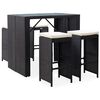 vidaXL Mesa y sillas de bar jard&iacute;n 5 pzas rat&aacute;n sint&eacute;tico vidrio negro
