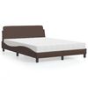 vidaXL Cama con colch&oacute;n Dover cuero sint&eacute;tico marr&oacute;n 140x190 cm