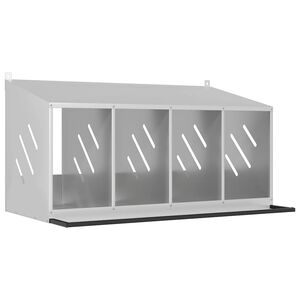 vidaXL Nido para gallinas con 4 compartimentos plateado galvanizado