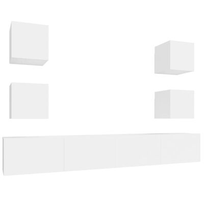 vidaXL Set de muebles para TV 6 piezas madera contrachapada blanco