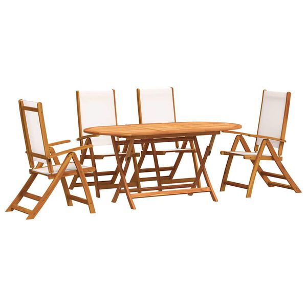vidaXL Juego comedor de jard&iacute;n 5 pzas madera maciza acacia y textileno