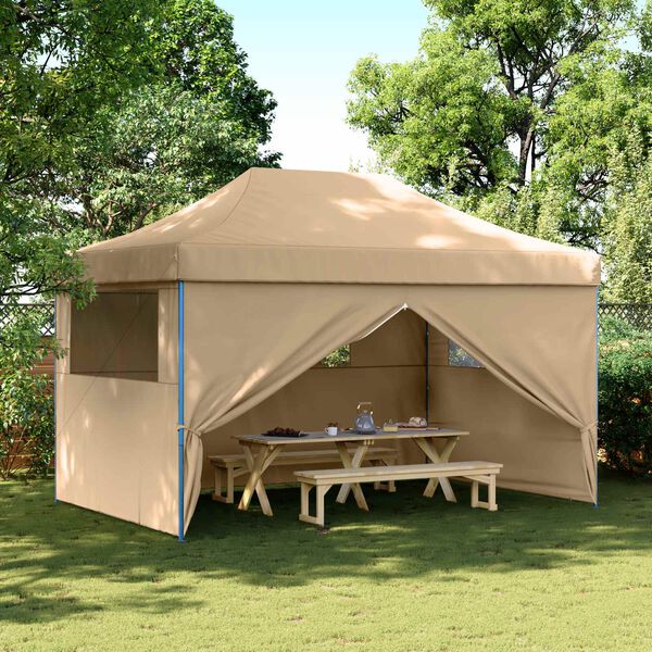 vidaXL Tienda de fiesta plegable Pop-Up con 4 paredes laterales beige