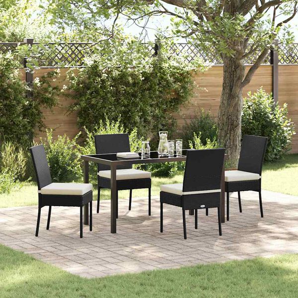 vidaXL Conjunto de Comedor de Jard&iacute;n 5 pcs Negro