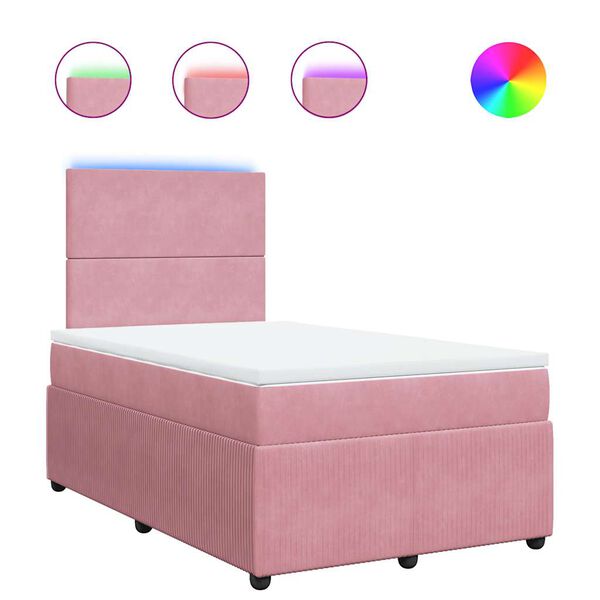 vidaXL Cama box spring con colch&oacute;n terciopelo rosa 120x190 cm