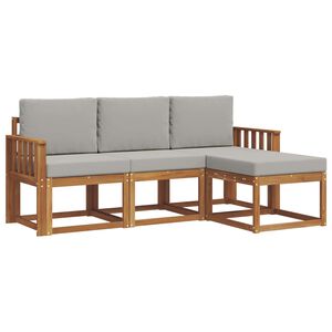 vidaXL Conjunto de sof&aacute;s de exterior 4 pcs Gris Natural y Claro