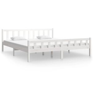 vidaXL Estructura de cama sin colch&oacute;n madera maciza blanco 160x200 cm