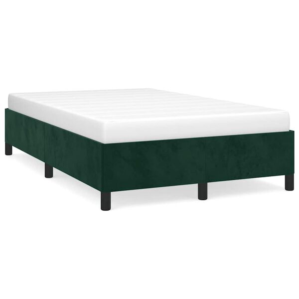 vidaXL Estructura cama sin colch&oacute;n terciopelo verde oscuro 120x200 cm