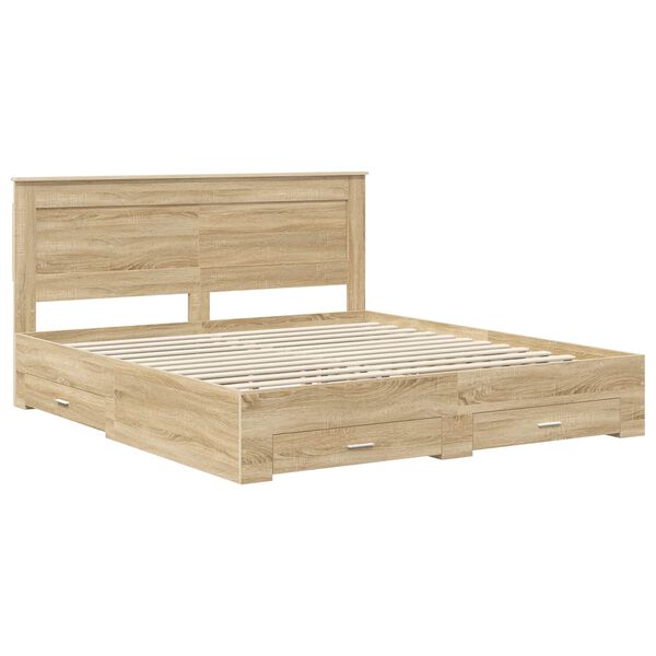 vidaXL Estructura de cama con caj&oacute;n con cabecera Madera contrachapada