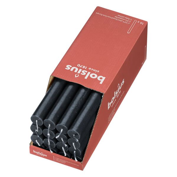 Bolsius Velas de mesa Shine 16 uds gris oscuro 27 cm