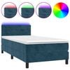 vidaXL Cama box spring colch&oacute;n y LED terciopelo azul oscuro 100x200 cm