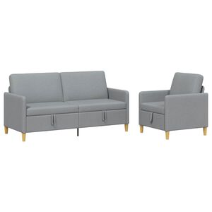 vidaXL Juego de Sof&aacute;s con Almacenamiento 2 pcs Gris Claro Poli&eacute;ster