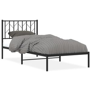 vidaXL Estructura cama sin colch&oacute;n con cabecero metal negro 90x190 cm