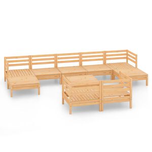 vidaXL Juego de muebles de jard&iacute;n 10 piezas madera maciza de pino