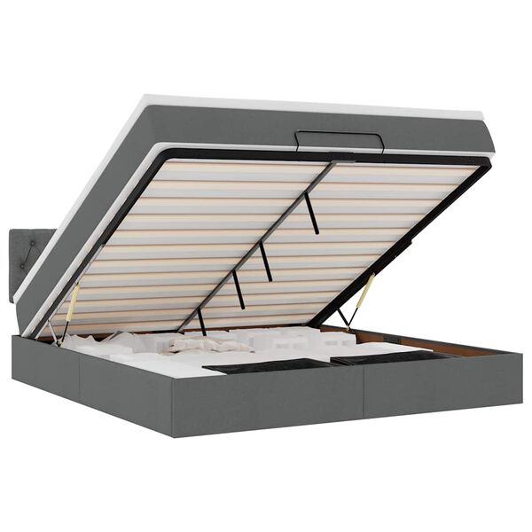 vidaXL Estructura cama otomana colchón tela gris oscuro 160x200 cm
