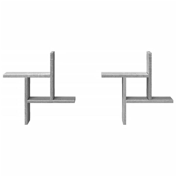 vidaXL Estante de pared 2 uds madera ingeniería gris Sonoma 38x12x38cm